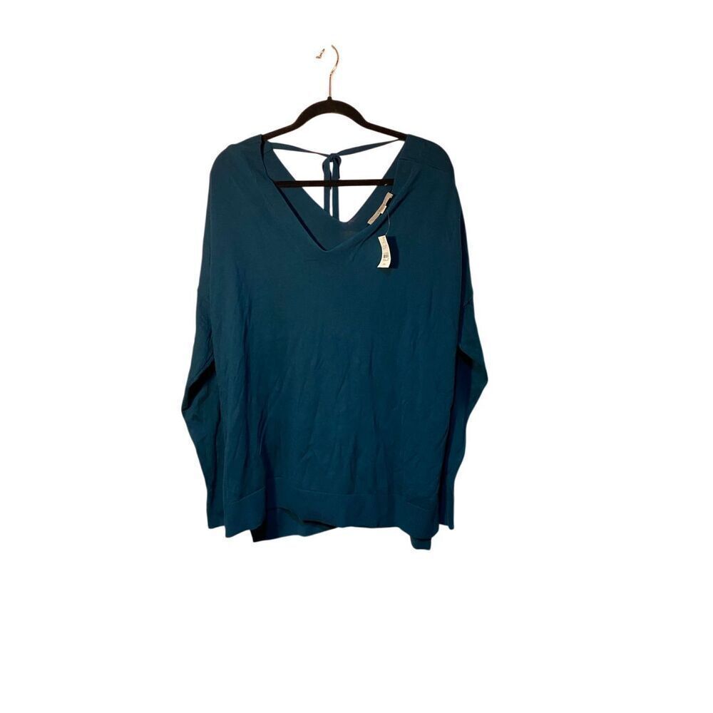 NWT loft women’s green V-neck knit keyhole back detail top size XXL